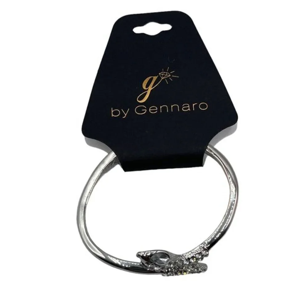 g by Gennaro Silver Diamond Snake Bangle Bracelet